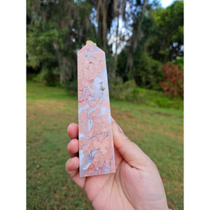 pink agate druzy tower 5.5 in